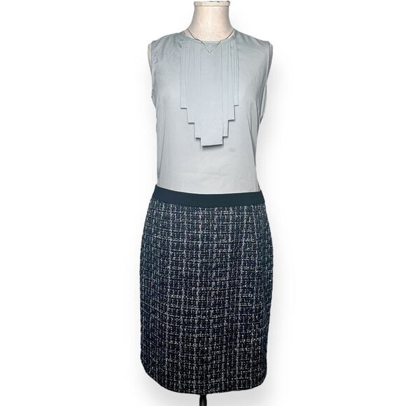 WHITE HOUSE BLACK MARKET Wool Blend Tweed Pencil Skirt Metallic Career Black 10 - Picture 5 of 14